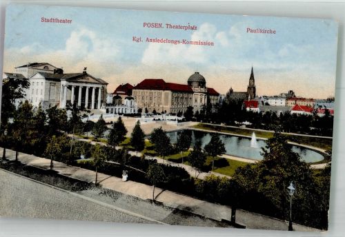 Posen Poznan Foto AK Stadttheater Ansiedlungskommission Pauli- Kirche