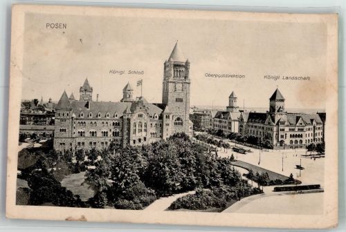 Posen Poznan 1915 Foto AK Schloss Postamt Köngil. Landschaft Feldpost WK I