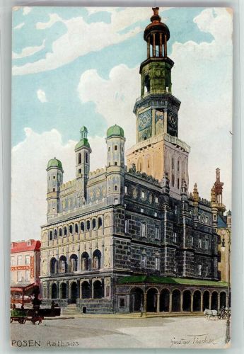 Posen Poznan 1917 Künstlerkarte Rathaus sign. Tischer, G.