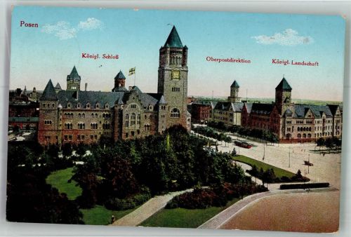 Posen Poznan 1916 Foto AK Schloss Postamt Köngil. Landschaft Feldpost WK I