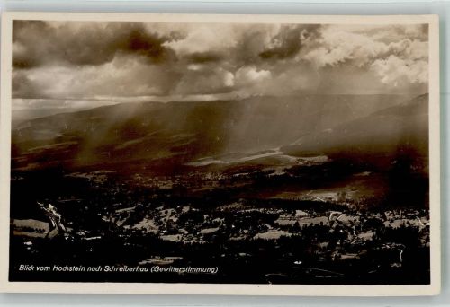 Schreiberhau Szklarska Poreba 1924 Foto AK Blick vom Hochstein Gewitter