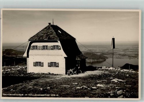 Hochleckenhaus 1930 Foto AK Hüttenstempel Höllengebirge