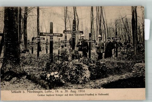 57340 Morhange Mörchingen 1916 Foto AK Feldpost WK I Landwehr Inf.Rgt. Nr, 81 Friedhof in Hellewald