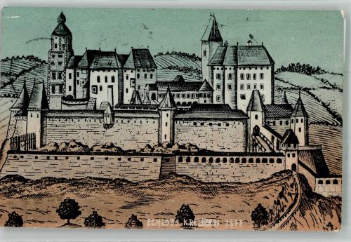 4362 Bad Kreuzen Lithographie / Künstlerkarte Schloss