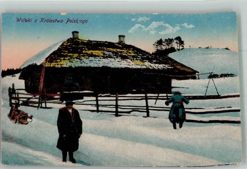 Brest Brest-Litowsk 1917 Winter Feldpost WK I Landw.Div.Bredow Polnisches Bauernhaus