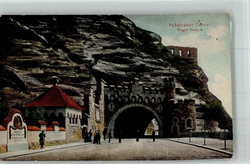 Prag Praha 1907 Foto AK Vysehrader Tunnel Prager Seite