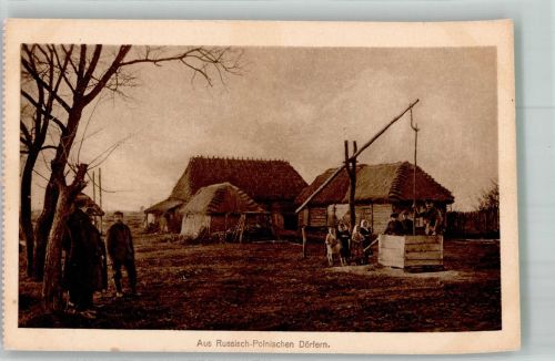 Bialystok Russisch-polnische Dörfer Ziehbrunnen Motiv Polen Foto AK