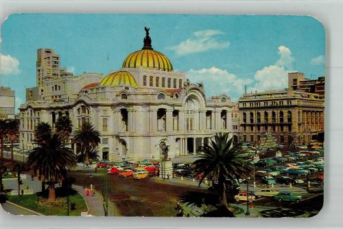 Mexiko City Foto AK The Palace of Fine Arts Auto