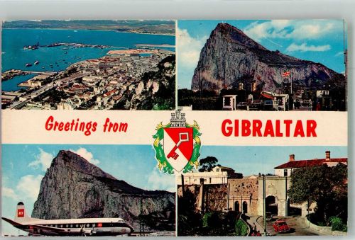 Gibraltar 1966 Foto AK Fliegeraufnahme HafenFflugzeug The Rock