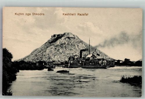 Shkodra Skutari 1916 Foto AK Burg Dampfer Feldpost-Stempel WK I K.u.K. Etappenpostamt 345