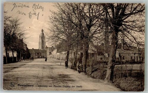 Roulers Roeselare 1914 Foto AK Feldpost WK I Res.Inf.RBT.Nr. 248 III. Batl. Steenweg van Meenen