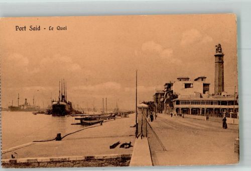 Port Said Foto AK Leuchtturm Hafen Quai