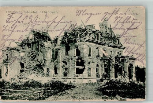 Ypres Ypern / Ieper 1917 Foto AK Feldpost WK I Bayer.Res.Inf.Rgt. 6 Schloss Hollebeeke Ruine