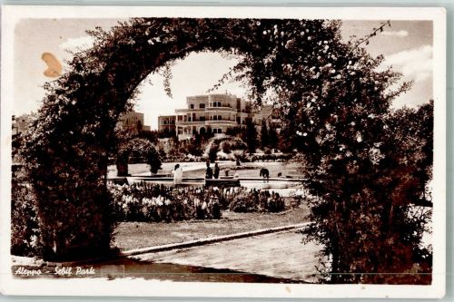 Aleppo 1954 Foto AK Sebif Park Luftpost