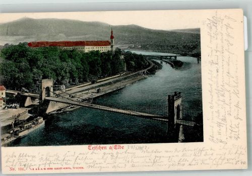 Decin Tetschen-Bodenbach 1902 Foto AK Tetschner Schloss