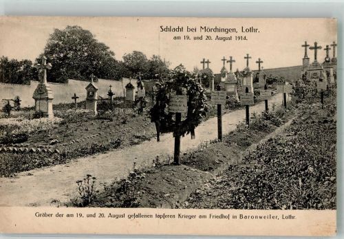 57340 Morhange Mörchingen 1916 Foto AK Feldpost WK I Landwehr Inf.Rgt. Nr, 81 Friedhof Baronweiler