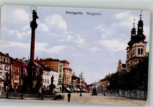 Hradec Kralove Königgrätz Foto AK Ringplatz Denkmal Säule