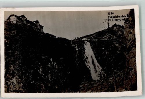 Spindleruv Mlyn Spindelmühle 1931 Foto AK Hüttenstempel Elbfallbaude Elbquelle