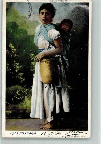 Mexiko City 1906 Foto AK Tracht Frau mit Kind