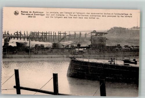 Zeebrugge Foto AK WKI Ruinen Hafen