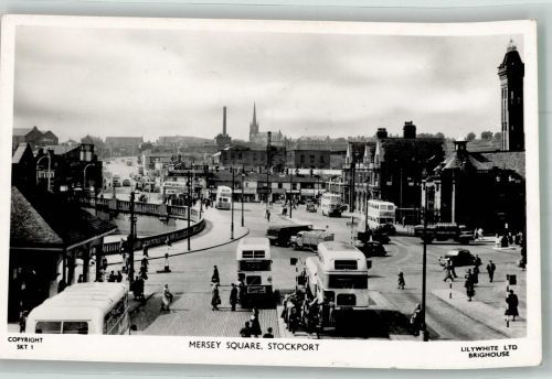 Stockport 1960 Foto AK LKW Omnibus Mersey Square