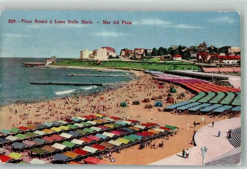 Mar del Plata Foto AK Schwimmbad Strand Playa Bristol y Loma Stella maris