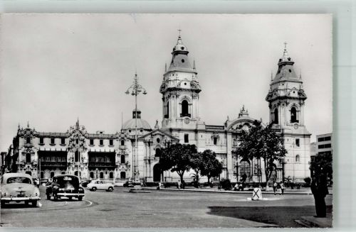 Lima 1958 Foto AK Auto Kirche Kathedrale