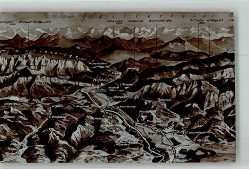 6330 Kufstein 1930 Relief AK Reliefkarte Kaisergbiege Inntal