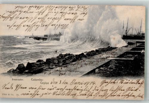 Colombo Foto AK Hafen Breakwater