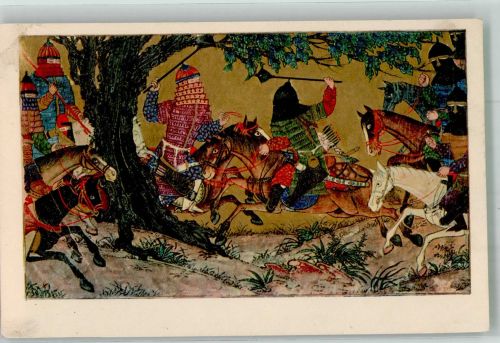 Hamadan Foto AK The Battle of Ardashir with Arduwan Sas(s)anidenreich Schlacht bei Nehawand