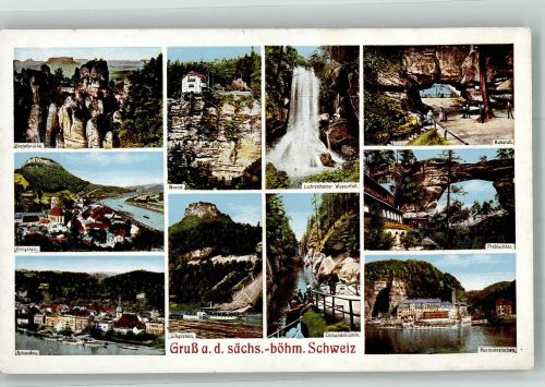 Hrensko Herrnskretschen Foto AK Böhmisch säschsiche Schweiz Grund Königstein Schandau Prebischtor