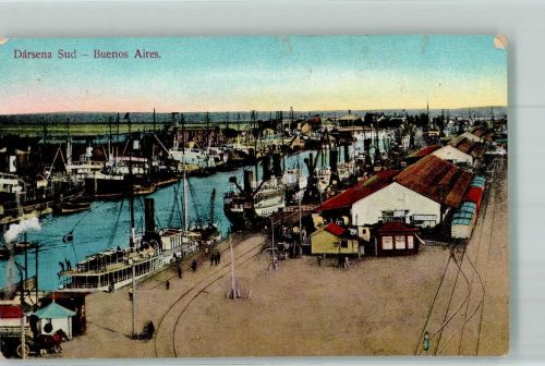 Buenos Aires Foto AK Eisenbahn Hafen Darsena Sud