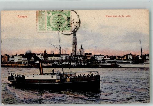 Antwerpen Anvers Foto AK Dampfer Stadtansicht Marke bildseitig