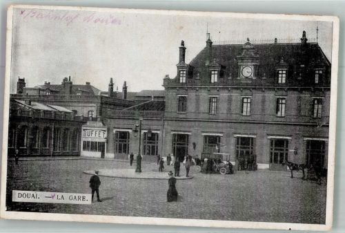 59500 Douai 1915 Foto AK Bahnhof Gasthaus Buffet