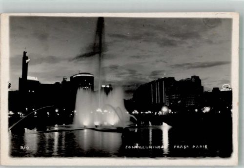 Rio de Janeiro 1952 Foto AK Springbrunnen Praga Paris Nacht