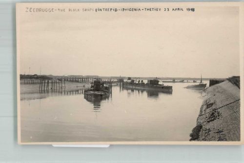 Zeebrugge Foto AK WK I The Block Ships 23.April 1918