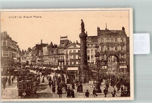 59000 Lille Foto AK Denkmal Säule Straße la Grande Place