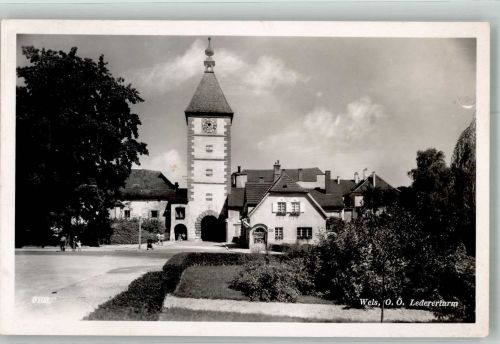 4600 Wels 1954 Foto AK Ledererturm