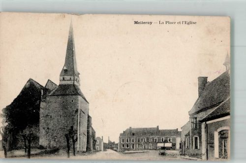 72320 Melleray 1929 Foto AK Kirche La Place