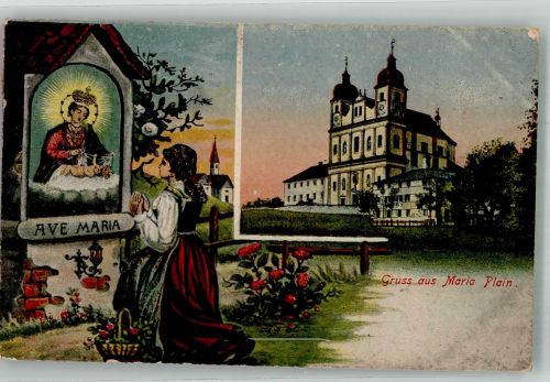5101 Bergheim Foto AK Tracht Bildstock Ave Maria Kirche Mria Plain