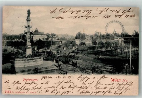 1020 Wien 2. Bezirk, Leopoldstadt 1903 Foto AK Pratersten Denkmal Riesenrad