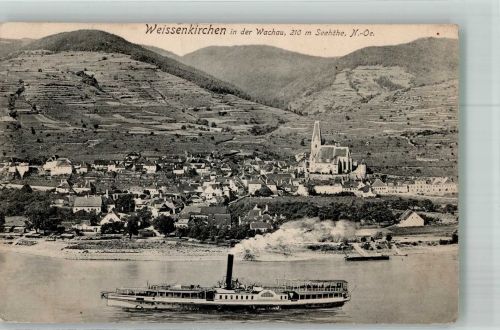 3610 Weißenkirchen in der Wachau Foto AK Raddampfer Kirche
