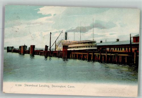 Stonington CT 1909 Foto AK Hafen Steamboat Landig