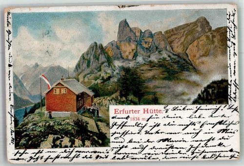 Erfurter Hütte 1902 Lithographie / Künstlerkarte Gasthaus Hütte