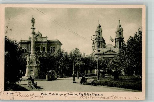 Rosario 1929 Foto AK Denkmal Säule Plaza 24 de Mayo