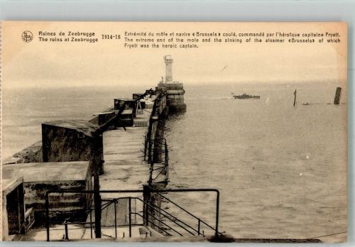 Zeebrugge Foto AK WK I Leuchtturm Mole The Ruines