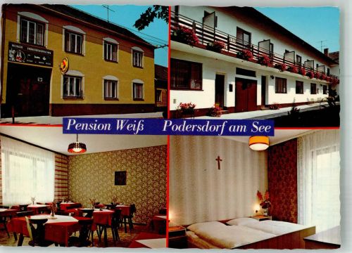 7141 Podersdorf am See 1990 Foto AK Pension Weiß