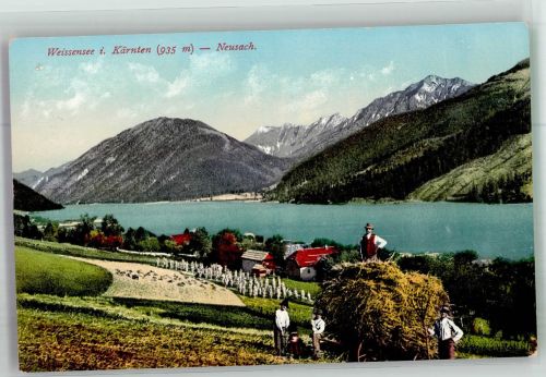 Weissensee Foto AK Bauern Ernte