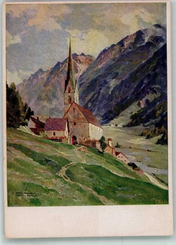 6450 Sölden Künstlerkarte sign. Maurus, H. Kirche