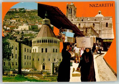 Nazareth Fotomontage AK Tracht Kirche